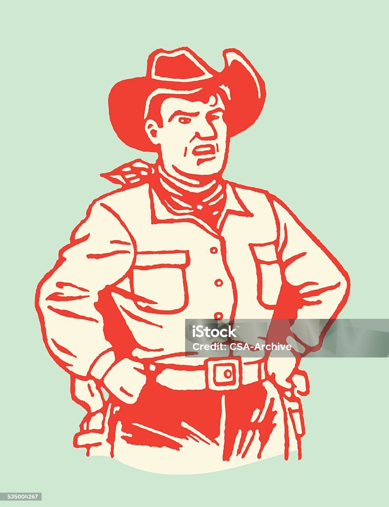 Cowboy con manos sobre la cadera - arte vectorial de 2015 libre de derechos