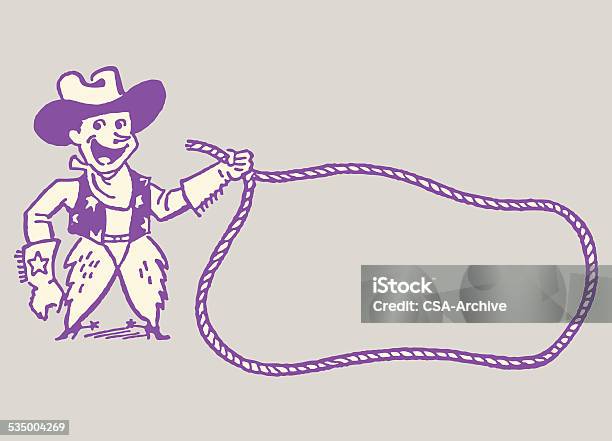 Ilustración de Cowboy Con Lazo y más Vectores Libres de Derechos de Vaquero - Vaquero, Rodeo, 2015