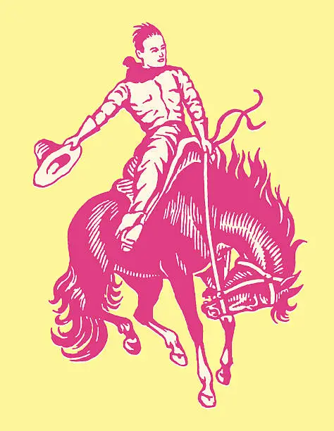 Vector illustration of Cowboy on Horse