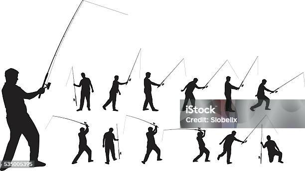 Fisherman Silhouettes Stock Illustration - Download Image Now - 2015, Adult, Fisher - Role