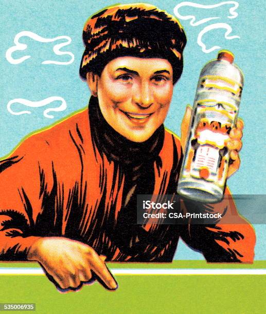 Man With Bottle Stock Illustration - Download Image Now - Vodka, Russia, Russian Culture