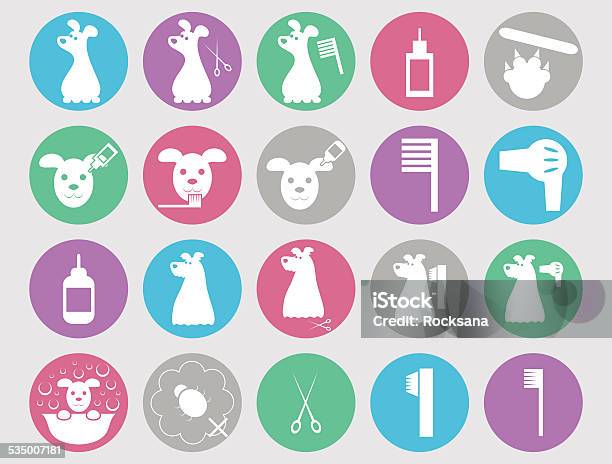 Dog Grooming Icons Set Stock Illustration - Download Image Now - 2015, Animal, Animal Body Part