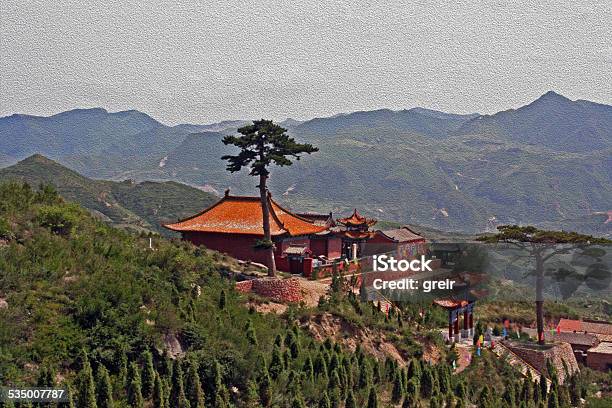 Buddhist Temple Overlooking Mountains In North China Near Daton Stock Photo - Download Image Now