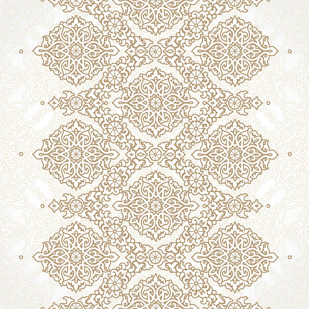 вектор бесшовные границы в восточном стиле. - wallpaper pattern silk pattern rococo style stock illustrations