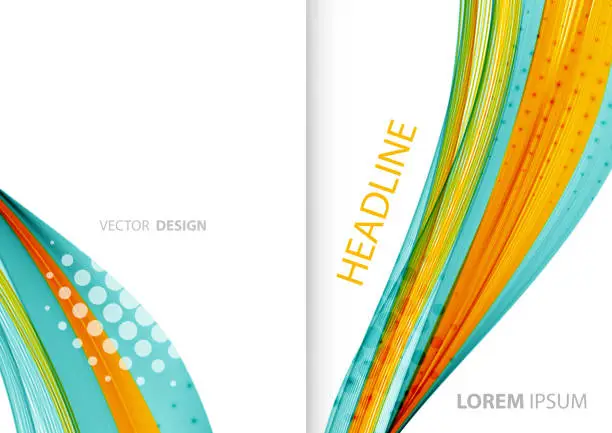 Vector illustration of Abstract color lines background. Template brochure design