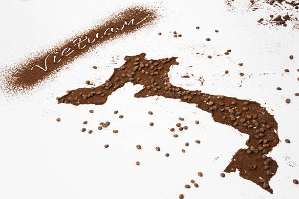 vietnam map ground coffee paint