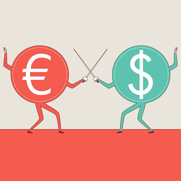 Euro Versus Dollar vector art illustration