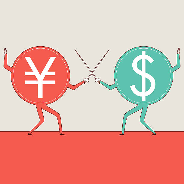 Yuan Versus Dollar vector art illustration