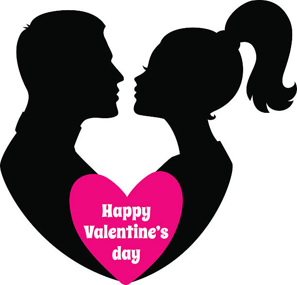 ilustrações, clipart, desenhos animados e ícones de feliz dia dos namorados casal silhueta de imagem, - love husband kissing illustration and painting