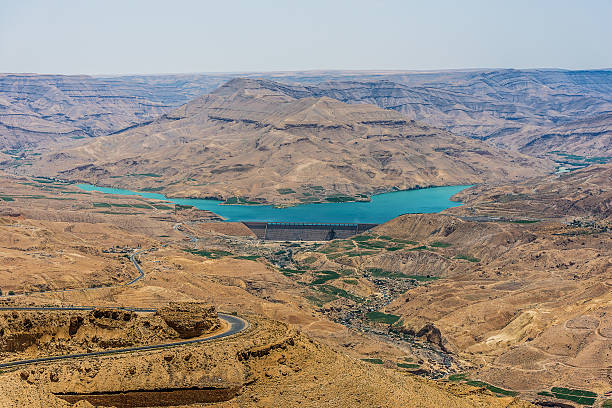 Wadi El Mujib Dam and Lake, Jordan stock photo
