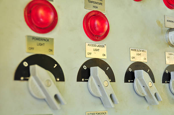 istock Closeup of control dials on manufacturing machinery 535021807
