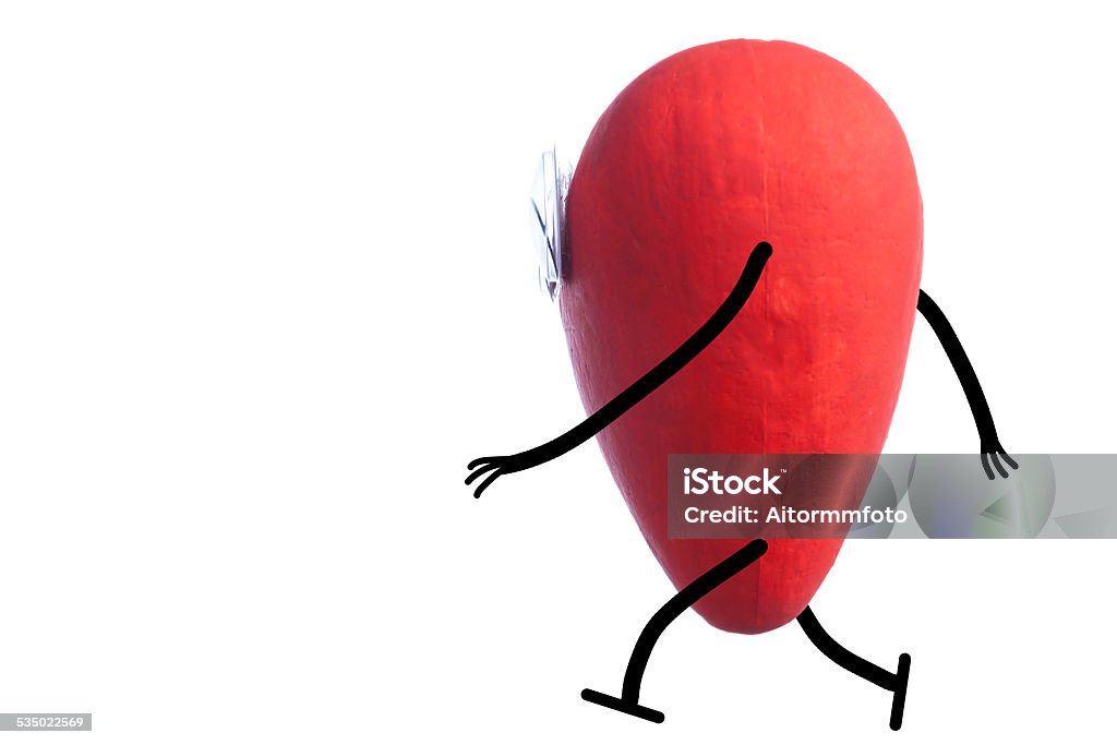 Heart character walking Heart character having a walk isolated on white background 2015 Stock Photo