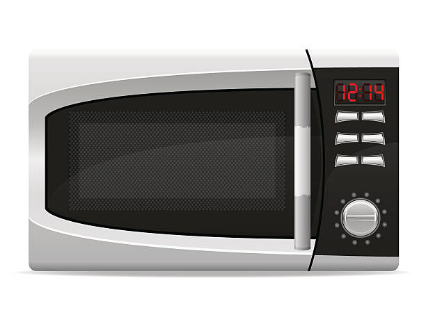 microwave oven with electronically controlled vector illustration microwave oven with electronically controlled vector illustration isolated on white background oven dials stock illustrations