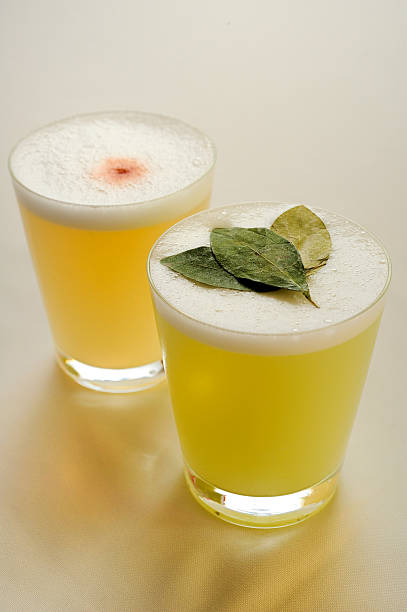 Pisco sour, famous Peruvian cocktail stock photo