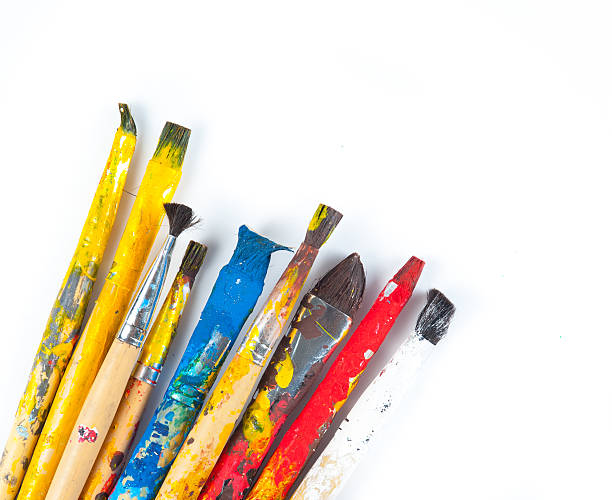 istock Old and used colorful paintbrushes 535029391