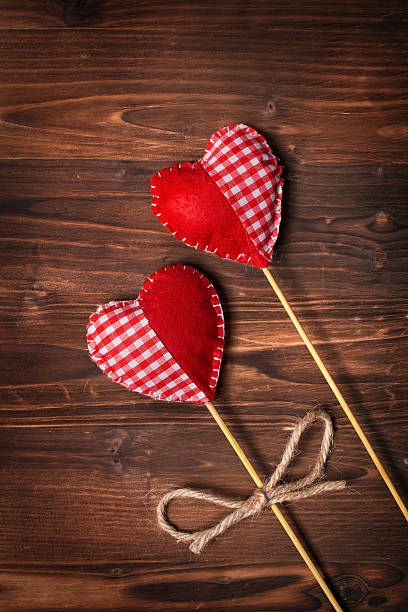 Valentines day hearts on wooden background