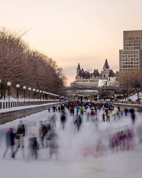 Skating on the Rideau Canal stock photo