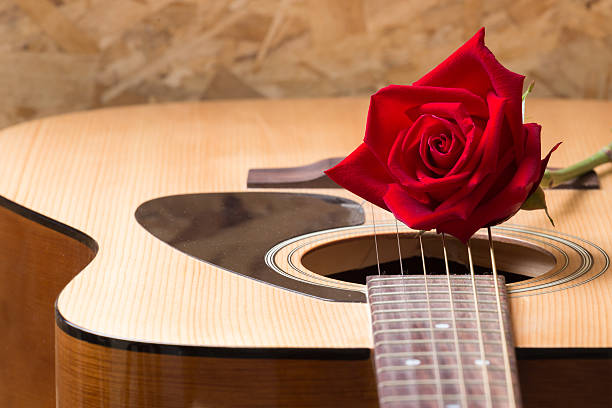 istock Still life rose and quitar 535047921