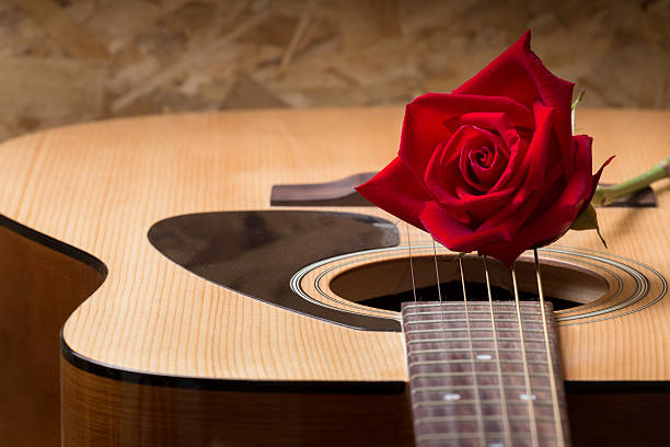 istock Still life rose and quitar 535049309