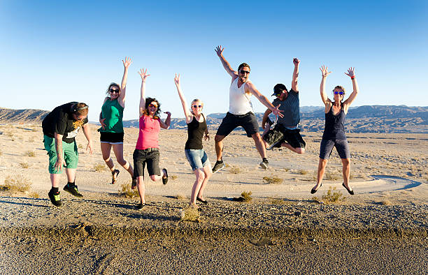 istock Jumping people in the Mojave Desert 535069075