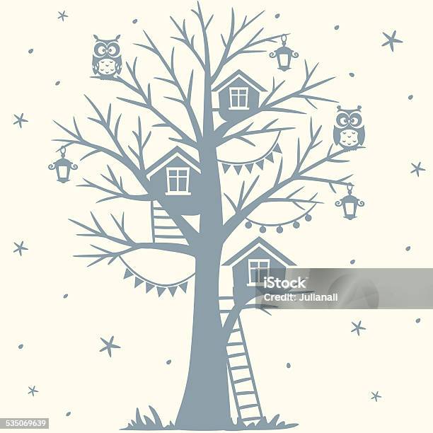 Treehouse Stock Illustration - Download Image Now - Country Club, 2015, Animal