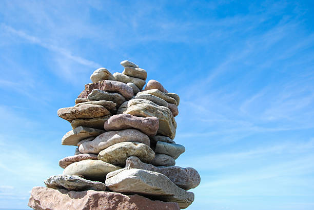 The top of a stone pile on the coast of Baltic sea in Sweden