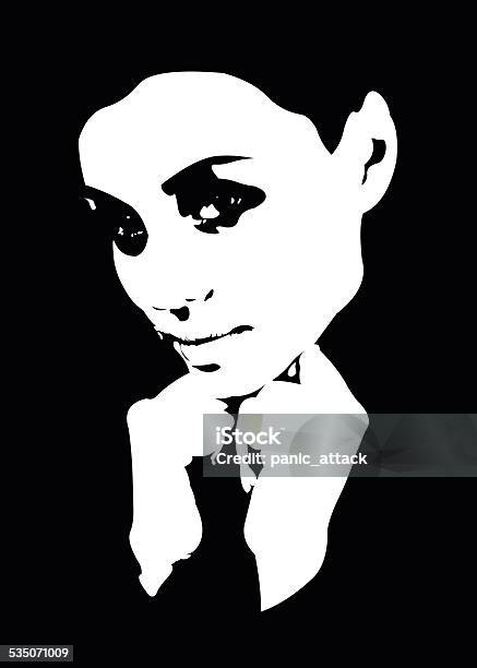 High Contrast Portrait Of Beautiful Young Woman Stock Illustration - Download Image Now - Women, One Woman Only, Focus on Shadow