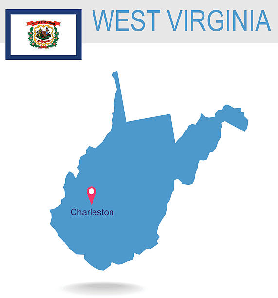 USA state Of West Virginia's map and Flag Detailed vector map of the State and Flag. PDF file included. west virginia us state stock illustrations