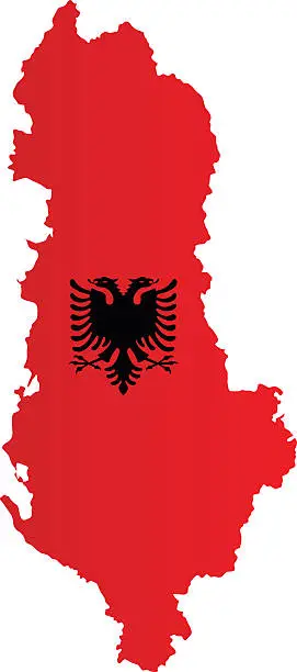 Vector illustration of Design Flag-Map of Albania