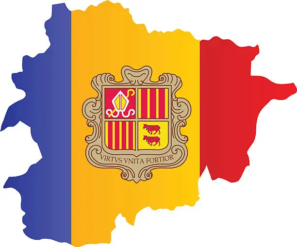 Vector illustration of Design Flag-Map of Andorra