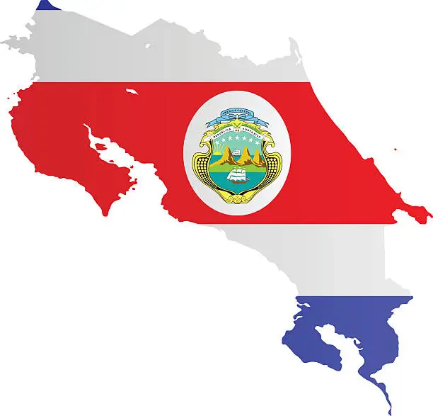 Vector illustration of Design Flag-Map of Costa Rica