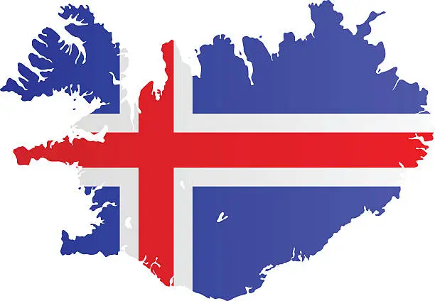 Vector illustration of Design Flag-Map of Iceland