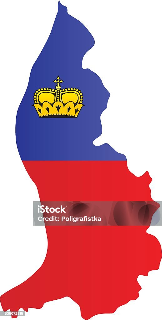 Diseño de bandera de mapa de Liechtenstein - arte vectorial de Principado de Liechtenstein libre de derechos