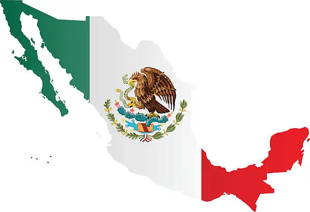 Vector illustration of Design Flag-Map of Mexico