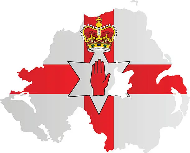 Vector illustration of Design Flag-Map of Northern Ireland