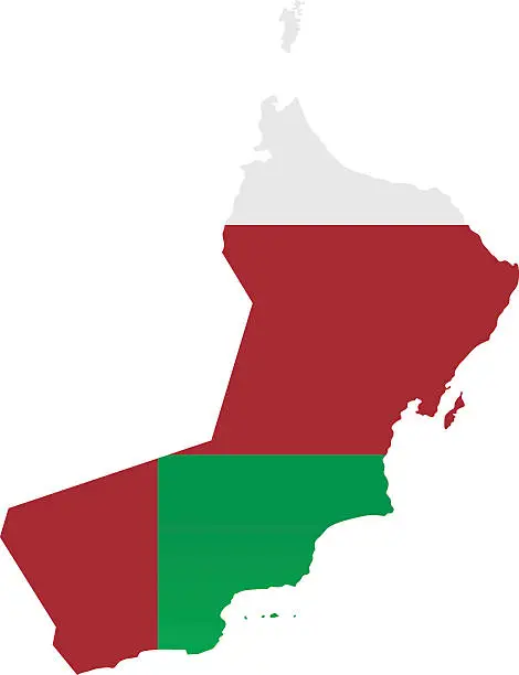 Vector illustration of Design Flag-Map of Oman