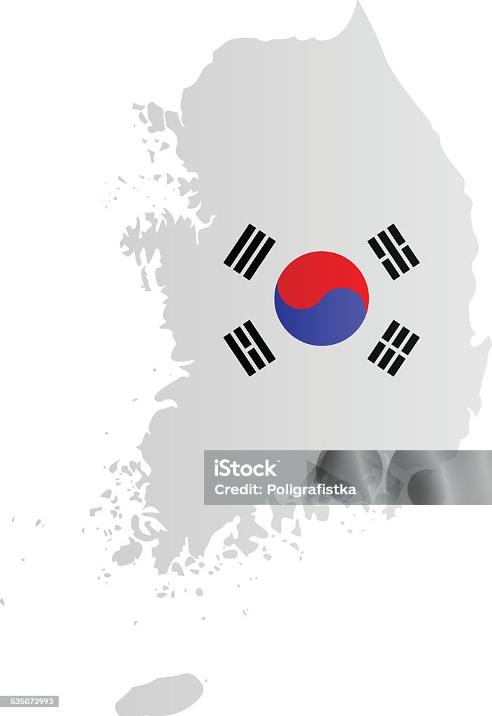 Diseño de mapa bandera de corea del sur - arte vectorial de Corea del Sur libre de derechos