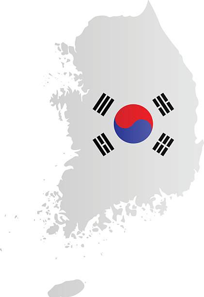 дизайн флаг карта южной кореи - south korea stock illustrations