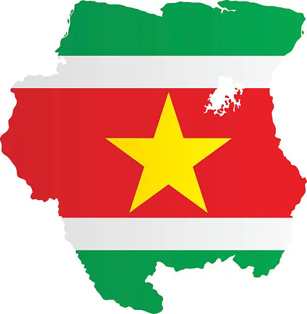 Vector illustration of Design Flag-Map of Suriname