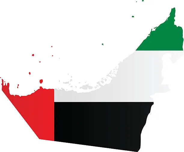 Vector illustration of Design Flag-Map of United Arab Emirates