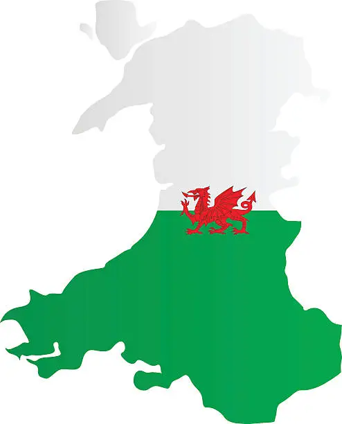 Vector illustration of Design Flag-Map of Wales