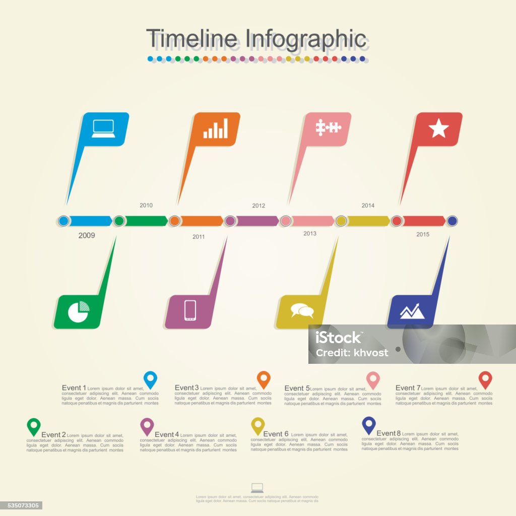 Timeline infographics. Vector illustration Timeline infographics with elements and icons. Vector illustration 2015 stock vector