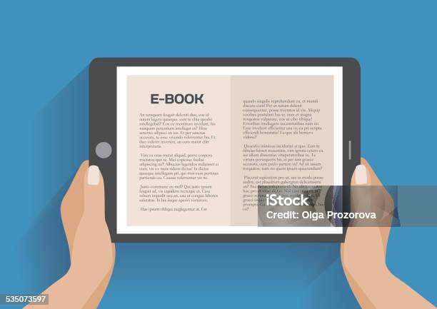 Hands Holding Electronic Book Stock Illustration - Download Image Now - Digital Tablet, Holding, E-Reader