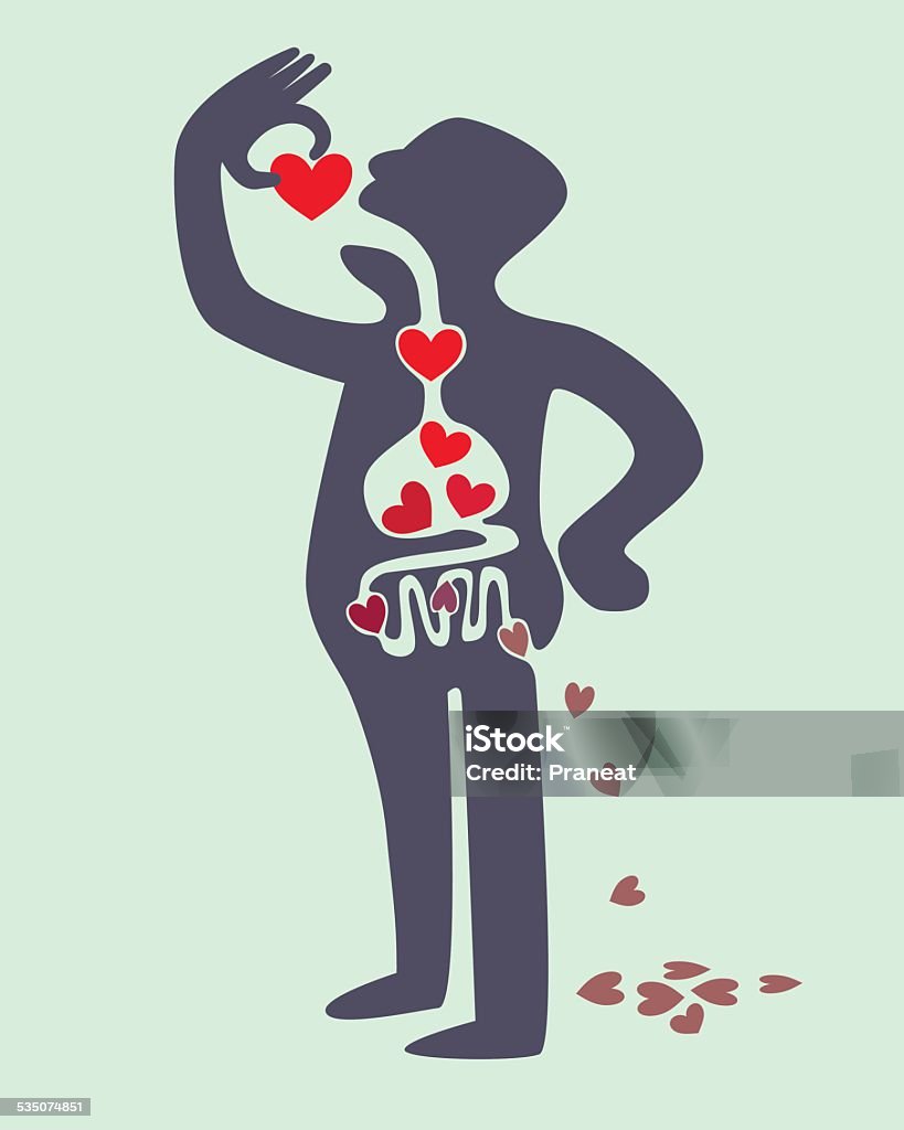 Love digestion Digestion diagram of man eating love red heart 2015 stock vector