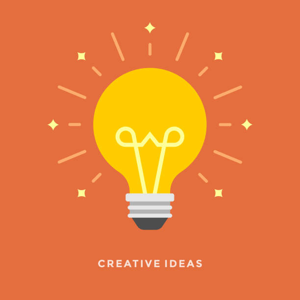 Flat design vector business illustration concept Creative idea Flat design vector business illustration concept Creative idea with light lamp bulb for website and promotion banners. ideas stock illustrations