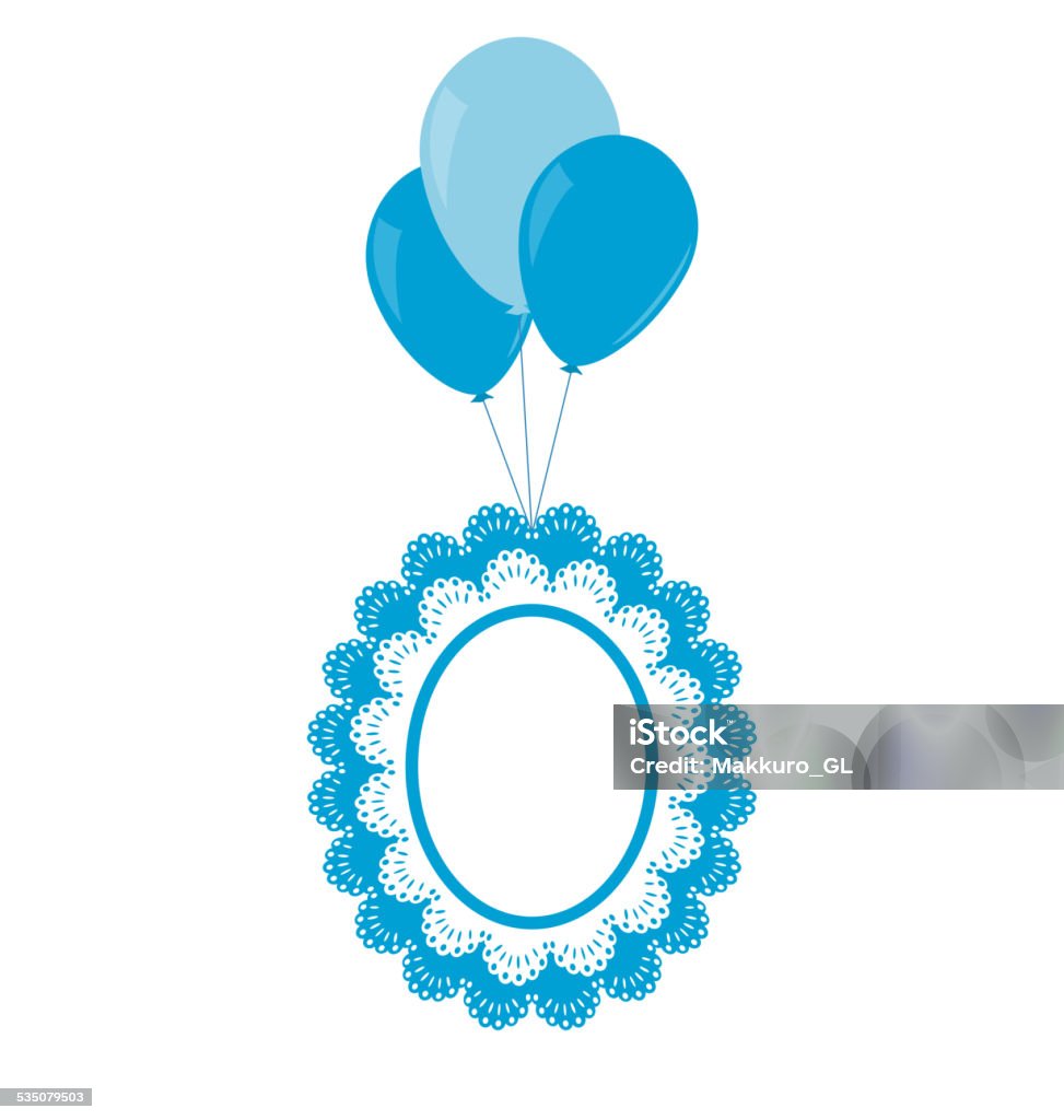 baby frame on air balls Blue baby framework with lace flies on air balls isolated on white background 2015 stock vector