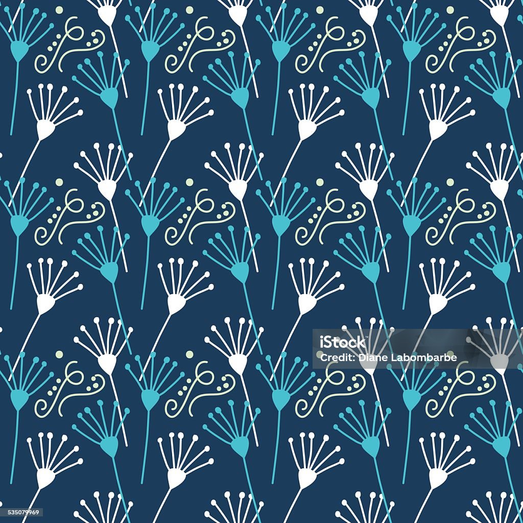 Scribbled Retro Floral patrón de fondo - arte vectorial de 2015 libre de derechos