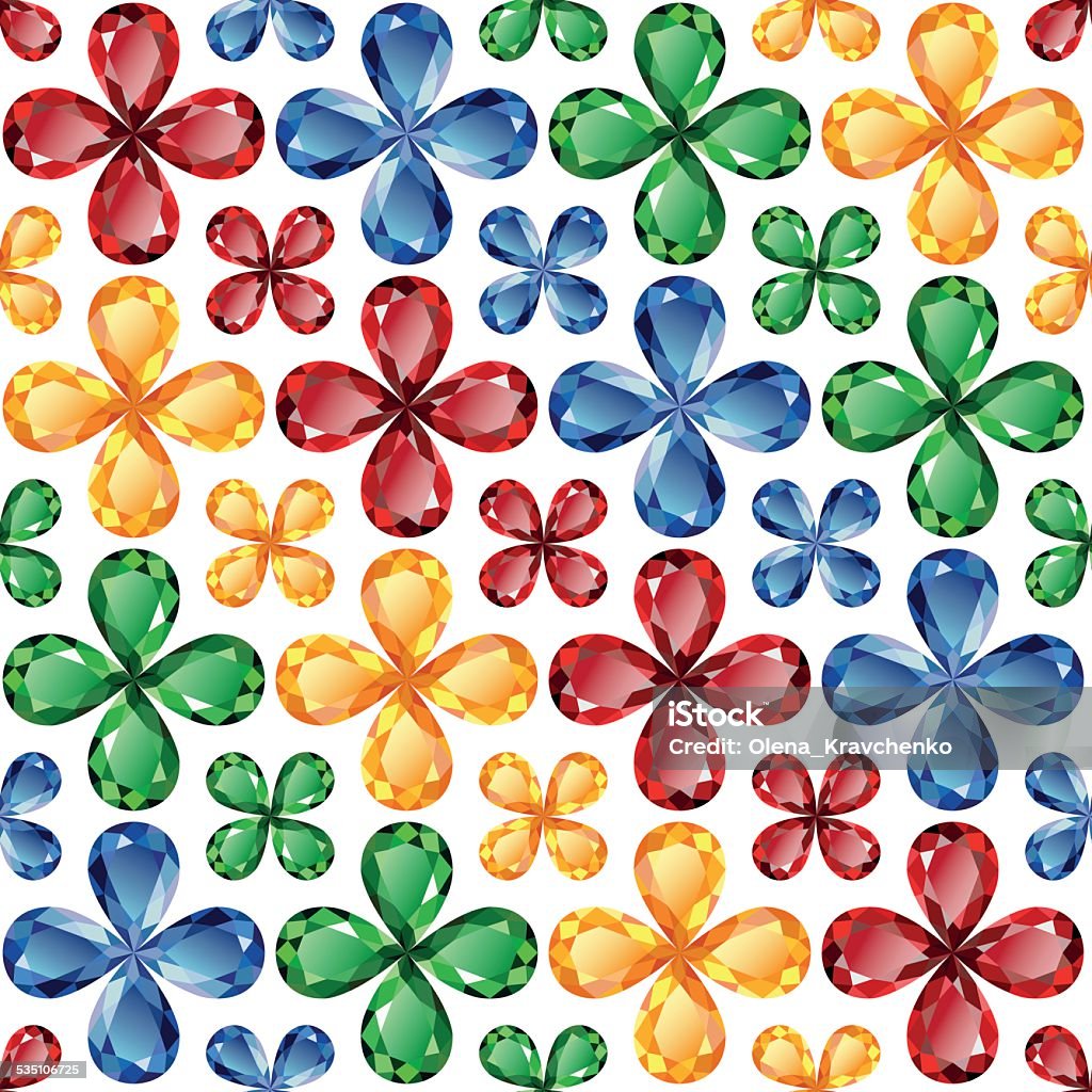 Jewelry flowers seamless texture vector Bright floral pattern of precious stones - rubies, emeralds, sapphires and topaz on a white background. Seamless texture, vector 2015 stock vector