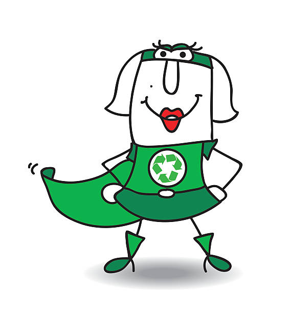 Karen the super recycling woman Karen is a super recycling woman. She wants help your company to recycling your wastes superhero environment women green color stock illustrations