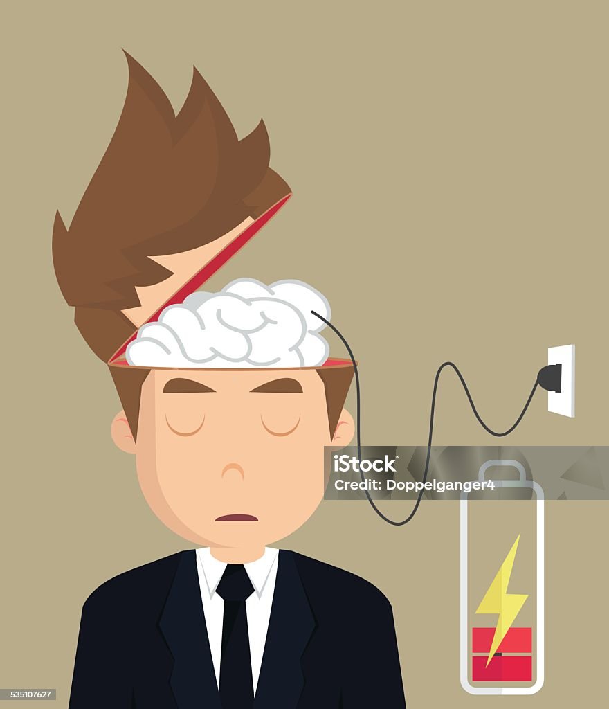 businessman brain charger businessman brain charger .vector Battery stock vector